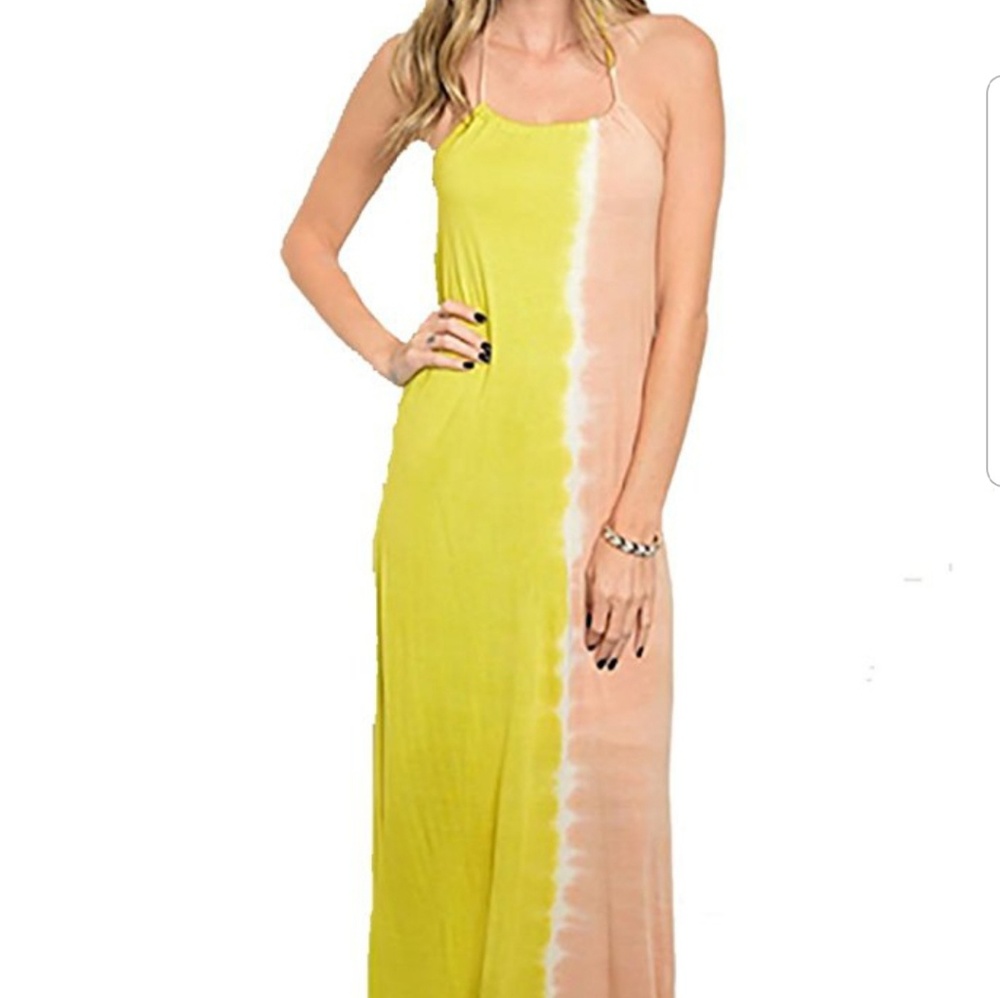 Tie dye halter maxi dress